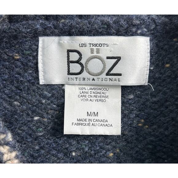 Les Tricots Boz International 100% Lambs Wool Knit Vintage Sweater Navy Blue Med - Picture 6 of 7